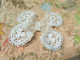 ANTIQUE Small Lace Bow,Organza and Irish Crochet Lace,Victorian,Edwardian Lace,for French Dolls,Hats,Girls Bridal Clothing,Collectible Lace