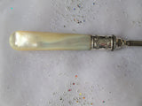 BEAUTIFUL Victorian Silver Serving Piece, Mother of Pearl Handle, Ornate Openwork, Large Serving Fork, Vintage Silverware