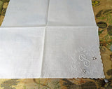 BEAUTIFUL Madeira Hanky,Exquisite Embroidery, Bridal Handkerchief, Monogram P Hankie, Original Metal Tag,Collectible Vintage Hankies
