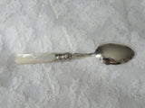 BEAUTIFUL Antique Silver Jam Jelly Spoon,Lustrous Mother of Pearl,Engraved Spoon, Collectible Vintage Serving Silverware