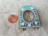 BEAUTIFUL Antique Small Micro Mosaic Footed Frame, Pretty Mosaic Flowers, Miniature Photo Frame, Collectible Frames
