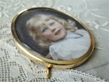 LOVELY Antique Miniature Portrait,Little Girl Miniature or Painted Photograph,Child Picture,Small Gold Frame,Collectible Miniature Portraits