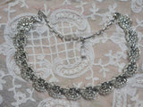 LOVELY Mid Century Necklace,Sparkling Faceted Blue Crystal Glass Stones,Silver Tone Metal,Bridal Jewelry,Collectible Vintage Jewelry