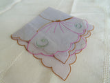 BEAUTIFUL Vintage French Embroidered Hanky, Lilac Butterflies Embroidery Hankie,Art Deco Handkerchief,Flapper Era,Collectible Hankies