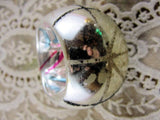 Antique German Hand Blown Glass With Mica Glitter and Painted Indent Christmas Tree Ornament Perfect for A Feather Tree