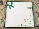 Vintage Hand Embroidered  St Patricks Day Linen Boxed Handkerchief Lovely Detailed Shamrocks Hanky St Paddys Day Hankie