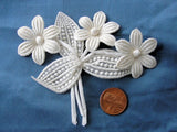 ANTIQUE 1920s Swiss Organdy and Lace Flowers Corsage Brooch Applique Flapper Floral Stamens Millinery Hats Bridal Downton Abbey