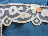 BREATHTAKING 20s Antique French Netted Lace Cotton Appliques Circular Flounce Art Deco Roses Flowers Flapper Era Collectible Lace