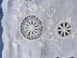 BEAUTIFUL Antique French Embroidered Silk Handkerchief Hanky Lots of Handwork Needle Lace  Perfect For Bride  Special Wedding Hankie