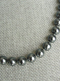 Vintage 50s LUXURIOUS  Lustrous Gun Metal Blue Pearl Bead Necklace Elegant Strand Of Beads Day or Evening Costume Jewelry