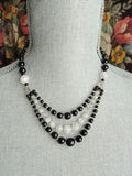 STUNNING Vintage 30s ART DECO Crackle Glass Bead Necklace  Flapper Evening Wear High Quality Costume Jewelry