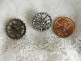 Antique French CUT STEEL Victorian Fancy Button Highly Detailed FILIGREE Design Button Perfect For Vintage Clothes Jewelry etc