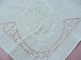 Breathtaking WEDDING BRIDAL Vintage Madeira Monogram HANDKERCHIEF Pretty Hand Embroidery Work Hankie  Lovely Linen White Embroidery