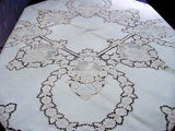 Beautiful Vintage MADEIRA CUTWORK Embroidered Tablecloth and Napkins Set Gorgeous Hand Work Cherubs Putti Fine Dining Tea Table Luxury Linen