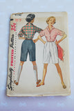 Simplicity 4746 Rockabilly 1950s Shorts and Blouse Pattern Bermuda Walking Shorts, Wing Collar Retro Shorts Vintage Sewing Pattern