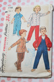 1950s Simplicity 1786 Pattern Sweet Toddlers Overalls Coveralls and Shirt Boys and Girls Vintage Sewing Pattern