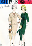 CLASSY 1960 Slim Suit and Blouse Pattern Guy Laroche VOGUE Paris Original 1026 Daytime or Evening Elegance B 34 Vintage Sewing Pattern