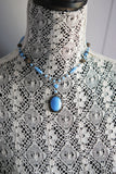 FABULOUS Art Deco Czech Style Vintage Glass Necklace Dazzling Blue Glass Beads and Drop Pendant Old Costume Jewelry