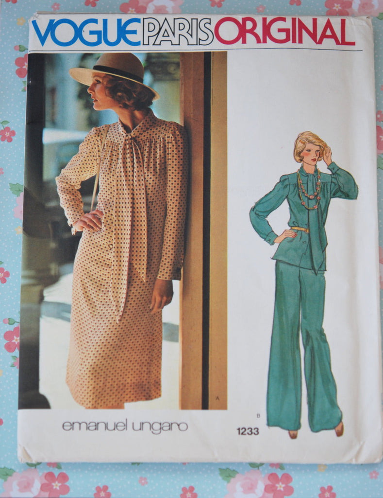 VOGUE Paris Original 1233 UNGARO Dress Blouse Wide Pants Retro 70s Vintage Sewing Pattern