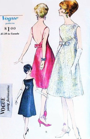 60s Glam Evening Cocktail Dress Pattern VOGUE 5643 Bateau Neck 2 Styles Low V Strappy or Regular B 31 Vintage Sewing Pattern