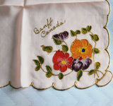 Beautiful HAND PAINTED 1930s Hanky Handkerchief Souvenir Banff Canada Hankie