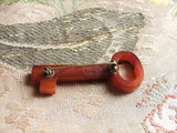 GORGEOUS Antique Victorian Carnelian Stone Brooch Carved SKELETON KEY Lustrous Rich Red Color Pin Antique Jewelry Jewellery