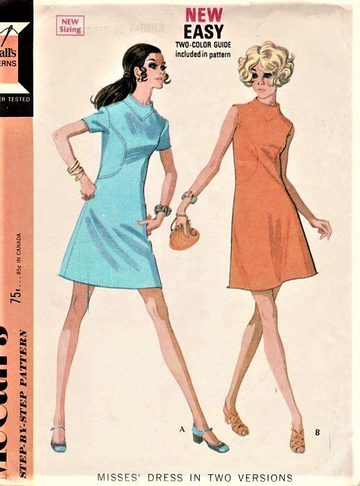 60s MOD Dress Pattern McCALLS 2226 Seam Interest A Line Dress with Curved Insets Bust 36 Vintage Sewing Pattern
