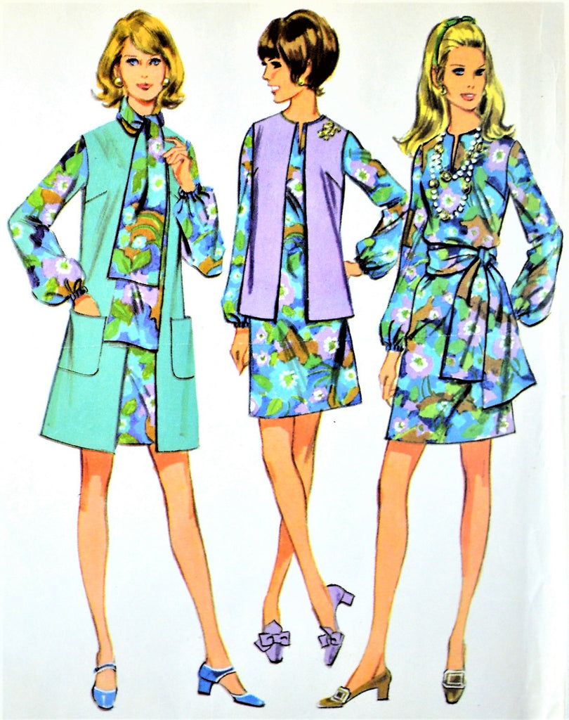 RETRO 60s McCalls 2238 Dress and Sleeveless Coat Jacket Scarf Pattern Vintage Sewing Pattern UNCUT