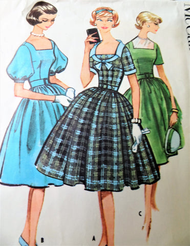 50s ROCKABILLY Dress Pattern McCALLS 5107 Three Style Versions Four Gore Skirt Dress Bust 32 Vintage Sewing Pattern