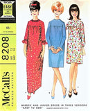 CUTE 1960s GRANNY Gown Dress Pattern McCALLS 8208 Three Versions EASY to Sew Bust 30 Vintage Sewing Pattern UNCUT