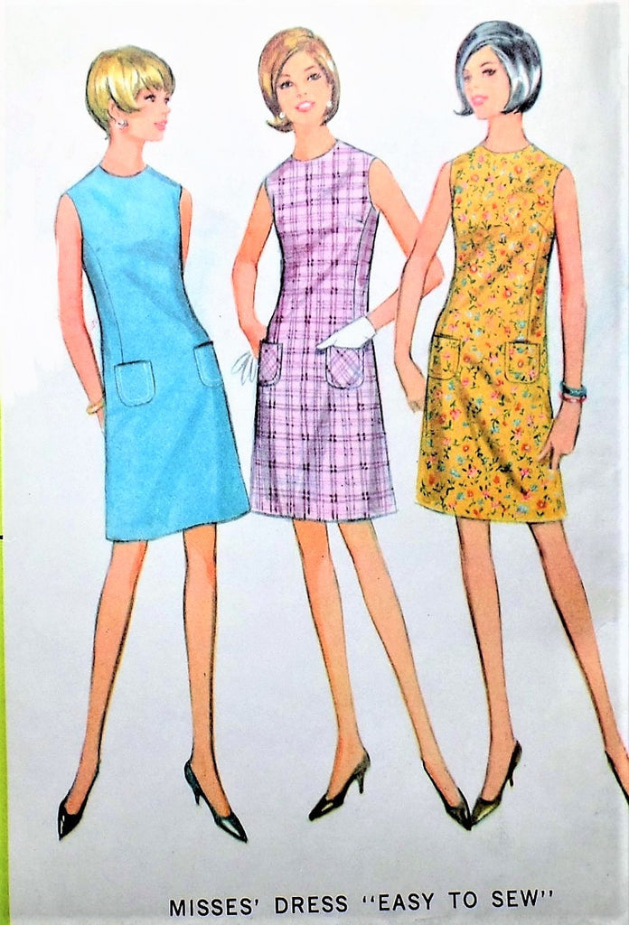 1960s CUTE Mod Shift Dress Pattern Easy To Sew McCALLS 8654 Three Style Versions Bust 31 Vintage Sewing Pattern