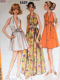 60s Goddess Cocktail Evening Party Dress Pattern McCalls 9656 Plunging Neckline Mini, Regular or Formal Full Length Vintage Sewing Pattern UNCUT