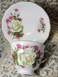 LOVELY Vintage Teacup and Saucer Royal Vale English Bone China Lush White Roses Vintage Cup and Saucer Tea Time Cups and Saucers Bridal Gifts House Warming Gift