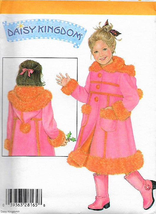 Vintage DAISY KINGDOM  Adorable Girls Childs Fleece Coat With Detachable Hood Pattern Simplicity 4515 Sweet Design Sizes5-8 Vintage Sewing Pattern UNCUT
