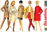 MOD 60s Simplicity 6682 Pattern Coat in Two Lengths and Slim Pants Slacks Bust 31 Vintage Sewing Pattern UNCUT