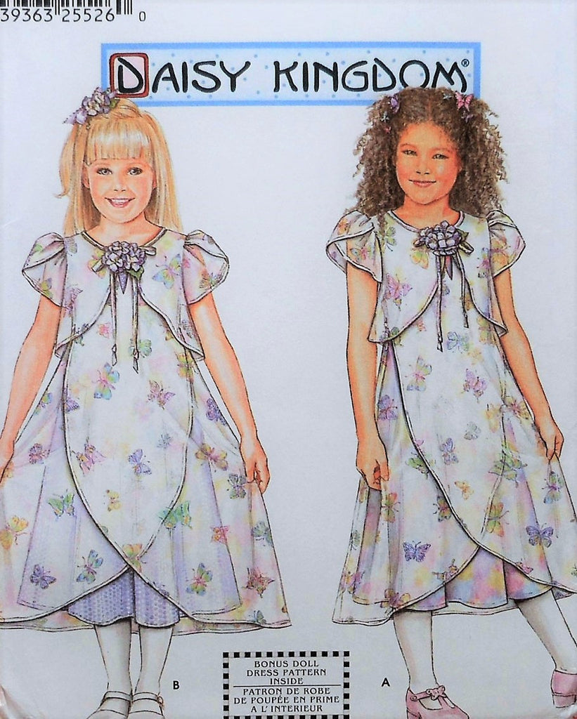 SWEET Little Girls DAISY KINGDOM Dress and Slip Pattern SIMPLICITY 7001 Includes DOLL Dress Pattern For 18 in American Doll Toddler Little Girls Size 3-6 Vintage Sewing Pattern UNCUT