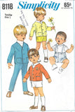 ADORABLE Simplicity 8118 1960s Toddlers Suit Jacket Pants Shorts Vintage Sewing Pattern Size 1 Suspenders Wedding Clothes