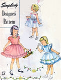 50s ADORABLE Little Girls Toddler Dress and Pinafore With Transfer Pattern SIMPLICITY Designers 8253 Two Sweet Dress Styles and Pinafore Childs Size 2 Vintage Childrens Sewing Pattern