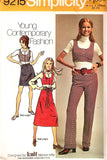 RETRO 1970s Simplicity 9215 Pattern CUTE Boho Cropped Vest, Mini, Midi Skirt, Hip Hugger Pants Bust 31 Vintage SewingPattern