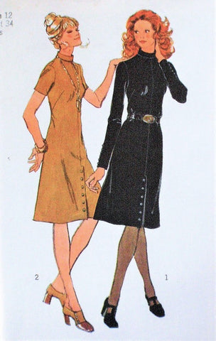 70s CLASSY Day or After 5 Dress Pattern SIMPLICITY 9655 Button Detail Easy Style Bust 36 Vintage Sewing Pattern FACTORY FOLDED