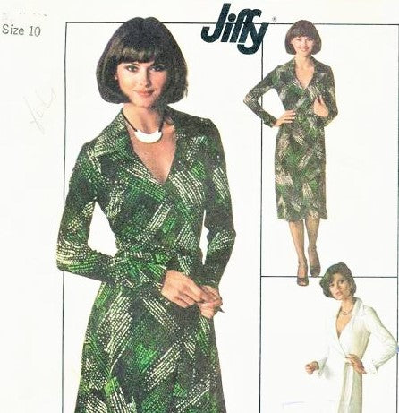 70s DVF Wrap Dress Pattern SIMPLICITY 7705 Diane Von Furstenberg Style Wraparound Dress Famous Iconic Design American Hustle Bust 34 Vintage Jiffy Sewing Pattern FACTORY FOLDED