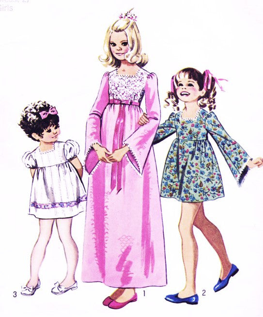 70s SWEET Little Girls Party Dress Pattern SIMPLICITY 9897 Three Cute Styles Size 8 Vintage Childrens Sewing Pattern