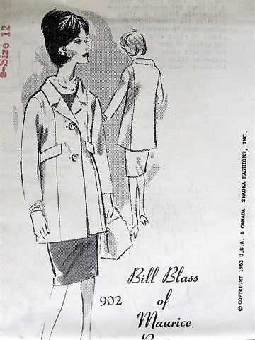 1960s STYLISH Designer Jacket Pattern SPADEA 902 Bill Blass Bust 35 Vintage Sewing Pattern Factory Folded