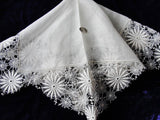 Vintage BRIDAL WEDDING Handkerchief Irish Linen WIDE Lace Austrian Hankie Special Bridal Hanky