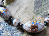 VINTAGE Beautiful Murano Glass Necklace Venetian Wedding Cake Art Glass Bead Necklace Perfect For Bride Bridal Jewelry