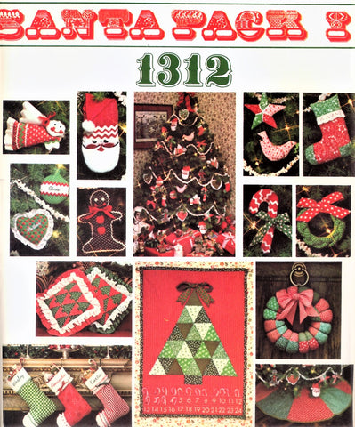 LOVELY 1970s Santa Pack I Christmas Accessories VOGUE 1312 Christmas Tree Ornaments, Decorations, Xmas Stockings, Tree Skirt etc Vintage Crafts Sewing Pattern UNCUT