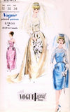 1960s GLAMOROUS Wedding Bridal Gown Pattern Vogue Special Design 4298 Two Lengths,Detachable Train,Coronet Veil Bust 32 Vintage Sewing Pattern