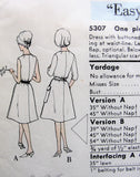1960s Dress Pattern Vogue 5307 Easy to Make One Piece Dress and Scarf Bust 34 Vintage Sewing Pattern