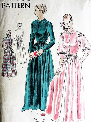 40s BEAUTIFUL House Coat Robe Hostess Gown Pattern VOGUE 6252 Lovely Brunch Coat Lounging Robe Bust 34 Vintage Sewing Pattern