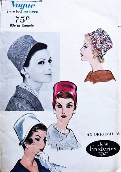 FABULOUS 1950s VOGUE 9923 John Frederics Pillbox Cloche Hats Vintage Sewing Millinery Pattern